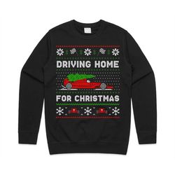 Formula Racing Driving Home For Christmas Jumper Sweater Sweatshirt Sainz Lando Max