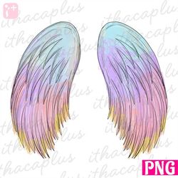 Watercolor colorful angel wings PNG, angel wings printable, angel wings Clipart, angel wings sublimation, pink angel win