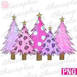 Christmas PNG , leopard Christmas tree digital, pink Christmas tree clipart print, pink Xmas tree png, colorful Christma