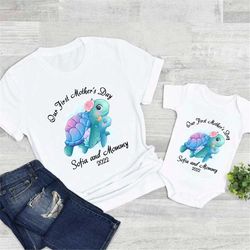 our first mother's day shirt, mothers day matching shirt, turtle mama & baby shirt, mother's day mommy and baby outfit,