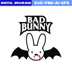 Bat Bad Bunny Halloween Logo Svg, Bad Bunny Halloween Svg, Bad Bunny Svg, Bat Svg, Halloween Svg, Png Dxf Eps File