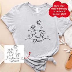 Custom Kid Drawing Shirt, Personalized Child's Drawing T-Shirt, Kids Art Shirt, Gift for Mom, Gift for Dad, Personalized