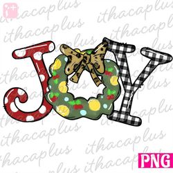 Christmas PNG sublimation , Christmas wreath joy digital, joy clipart printable, Xmas joy png, colorful Christmas joy su