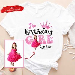 Personalized Photo Birthday Kids Shirt, Custom Name Girls Princess Shirt, Princess Birthday Tee, Custom Picture Girl Bir