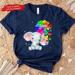 Personalized Mom Grandma Elephant T Shirt, Custom Grandma And Grandkids T-Shirt, Mothers Day Gifts