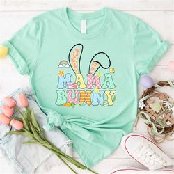 Mama Bunny Matching Family Easter Pregnancy Mom Baby Womens T-Shirt, Gifts for Easter, Easter Family Shirts, Floral Chee