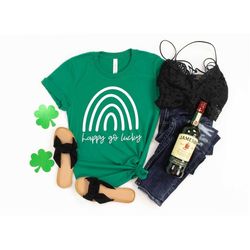 St Patricks Day Shirt,Happy Go Lucky Rainbow,Shamrock Shirt, St. Patty's Shirt,Irish Shirt,Shenanigans Drinking Shirt,Fa