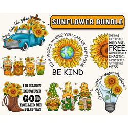 Sunflower Png Bundle, Sunflower, Sunflower Gifts, Coffee Png, Cross Png, Gnome Png, Vintage Png, Flower Png, Retro Png,