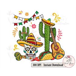Sugar Skull Png, Cinco De Mayo Png, Let's Fiesta Png, Taco Tuesday Party, Fiesta Squad Heat Press, Mexican Party Sombrer