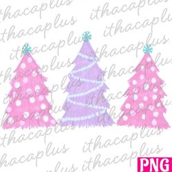 Christmas PNG ,  Snowflake Christmas tree digital, snow Christmas tree clipart print, pink Xmas tree png, colorful Chris