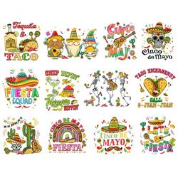 Cinco De Mayo Png Bundle, Sugar Skull Png, Let's Fiesta Png, Taco Tuesday Party, Fiesta Squad Heat Press, Mexican Party