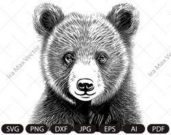 baby bear svg, bear cub face svg, little bear, nursery decor, safari african animals, bear cub, nursery wall art, kids