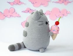 Crochet  Patterns  Toys Pusheen with Ice Cream Downloadable PDF, English