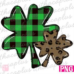 St. Patrick's Day PNG, St. Patrick's leopard shamrock sublimation, plaid shamrock clipart, lucky png, clover digital, co