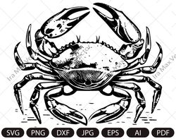 Crab Svg, King Crab SVG, Sea Animal SVG, Crab Silhouette, Crab Clipart, Crab Legs SVG, Cut File Crab SIlhouette,