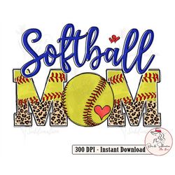 Softball Png, Softball Mom, Mothers Day Png, Softball Gifts, Gift For Mom, Funny Mom Png, Softball Designs, Leopard Hear