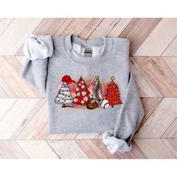 Baseball Christmas Trees Sweatshirt,Christmas Family Shirt,Christmas Gift,Holiday Gift,Christmas Family Matching Shirt,B