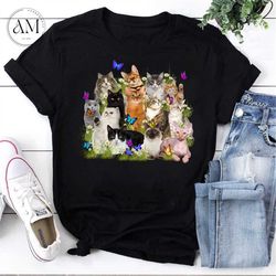 Cats And Butterflies for Cat Lover Vintage T-Shirt, Cats And Butterflies Shirt, Cats Shirt, For Cat Lover Shirt, Butterf