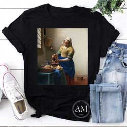 The Milkmaid Painting By Johannes Vermeer Vintage T-Shirt, The Milkmaid Shirt, Johannes Vermeer Shirt, For  Johannes Ver