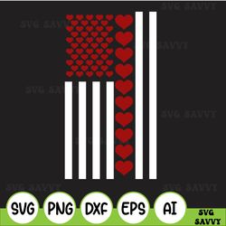 Red heart american flag funny valentines day usa patriotic flag dasign svg