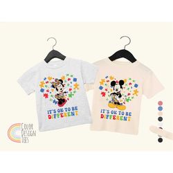 Autism Awareness Disney Mickey Minnie shirt, Women Kid Its Ok To Be Different Shirt, Autism Awareness Shirt, Autism Todd