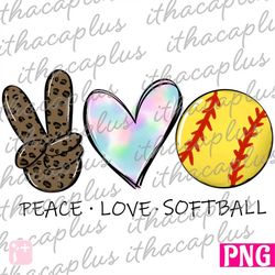 peace love softball png, watercolor softball sublimation, softball clipart, softball digital, softball printable, softba