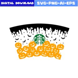 Full Wrap Halloween Pumpkin Starbucks Venti Cold Cup Svg, Halloween Pumpkin Svg, Starbucks, Halloween Svg, Png Eps File