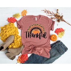 Thankful Rainbow Pumpkin Shirt,Thanksgiving Vacation Shirt,Family Thanksgiving Shirt, Thanksgiving Food Shirt,Thanksgivi