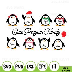 Christmas Svg, Cute Penguin Family Svg, Christmas Penguin Svg, Penguin Svg, Colorful, Gift, Ornament, Sticker, Clipart,