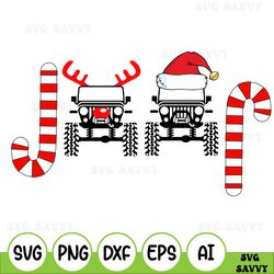 Jeeps Christmas Santa Claus And Reindeer Svg PNG EPS DXF Cricut silhouette cameo svg