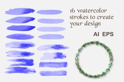 16 watercolor strokes to create your design