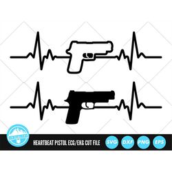 Heartbeat Line Gun SVG Files | ECG EKG Cut Files | Healthcare Vector Files | Nurse Vector | Heartbeat Pistol Pulse Clip