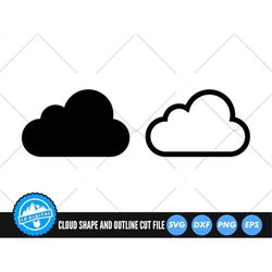 Cloud Outline and Shape SVG Files | Cloud Silhouette Cut Files | Clouds SVG Vector Files | Weather Vector | CNC Files