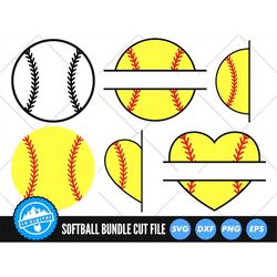 Softball SVG Bundle | Softball Frames Cut Files | Softball Heart | Softball Monogram SVG | Softball Name Frame Clip Art