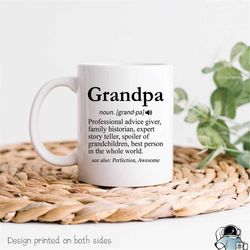 Grandpa Definition Coffee Mug  Father's Day or Birthday Gifts for Grandfather