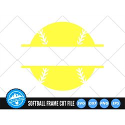 Softball Frame SVG Files | Sports Mom Cut Files | Softball Split Name Frame Cut Files | Softball Monogram SVG | Softball