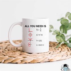 Math Mug, All You Need Is Love, Funny Math Gift, Math Coffee Mug, Math Teacher Gift, Mathematics Mug, Funny Coffee Mug,