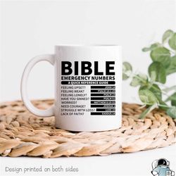 Bible Mug Bible Coffee Mug Christian Mug  Funny Christian Gift Priest Mug Bible Reference  Bible Emergency Numbers Chris