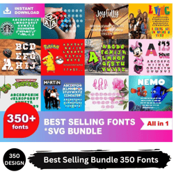 Best Selling Fonts SVG Bundle 350 Font