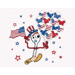 Happy 4th of July Svg, Fork Svg, July 4th Svg, Mouse Balloon Svg, Fourth of July Svg, 1776 Svg, American Flag Svg, Indep
