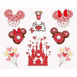 Mouse Valentine Bundle Svg, Mouse Snack Svg, Mouse Castle Love Svg, Valentine's Day, Mouse Balloon Svg, Valentines Coupl