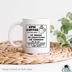 Gamer Coffee Mug, Epic Coffee, Gaming Mug, RPG Mug, Roleplaying Game Mug, Funny Coffee Mug, Gamer Mug, Videogame Mug, Ta