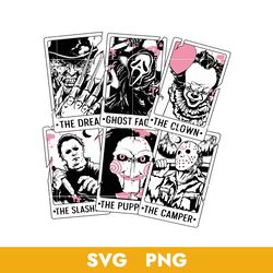 Horror Friends Tarot Card Svg, Horror Characters Tarot Card Svg, Halloween Svg, Png BB04072340