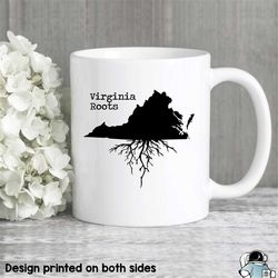 Virginia Mug, Virginia Gift, Virginia Map, Virginia Coffee Mug, VA State Mug, Virginia State Roots Mug, Virginia Roots