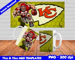 Chiefs Mug Design Png, Sublimate Mug Templates, Chiefs Mug Wrap, Sublimate Football Design PNG, Instant Download