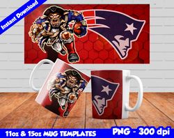 Patriots Mug Design Png, Sublimate Mug Templates, Patriots Mug Wrap, Sublimate Football Design PNG, Instant Download