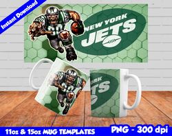 Jets Mug Design Png, Sublimate Mug Templates, Jets Mug Wrap, Sublimate Football Design PNG, Instant Download