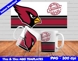 Cardinals Mug Design Png, Sublimate Mug Template, Cardinals Mug Wrap, Sublimation Football Design PNG, Instant Download