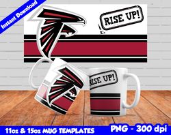 Falcons Mug Design Png, Sublimate Mug Template, Falcons Mug Wrap, Sublimation Football Design PNG, Instant Download