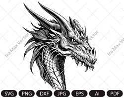 Dragon SVG, Tribal Dragon SVG,Dragon face , Dragon Tattoo svg, Dragon Silhouette, Dragon Vector, Dragon Clipart